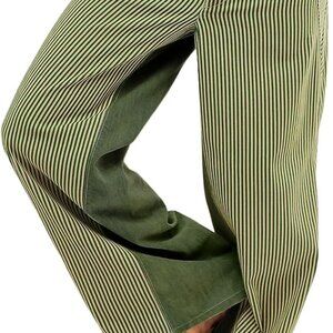 Low Rise Striped Pants for Women Pull On Drawstring Boho Wide Leg Jeans Trendy 2